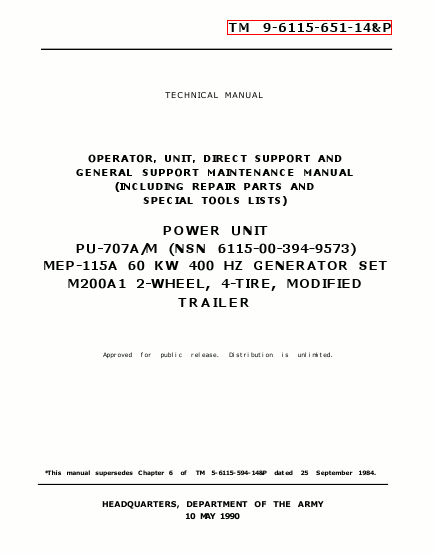 TM 9-6115-651-14P Technical Manual
